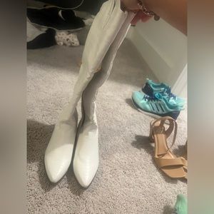 Brand New Knee High white Cowboy Boots